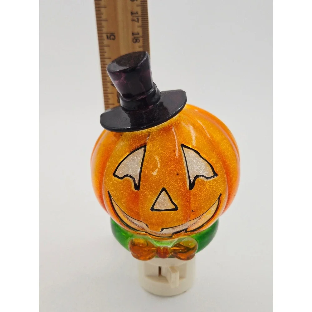 Halloween Pumpkin Jack O Lantern Night Light with Top Hat Bow Tie 5